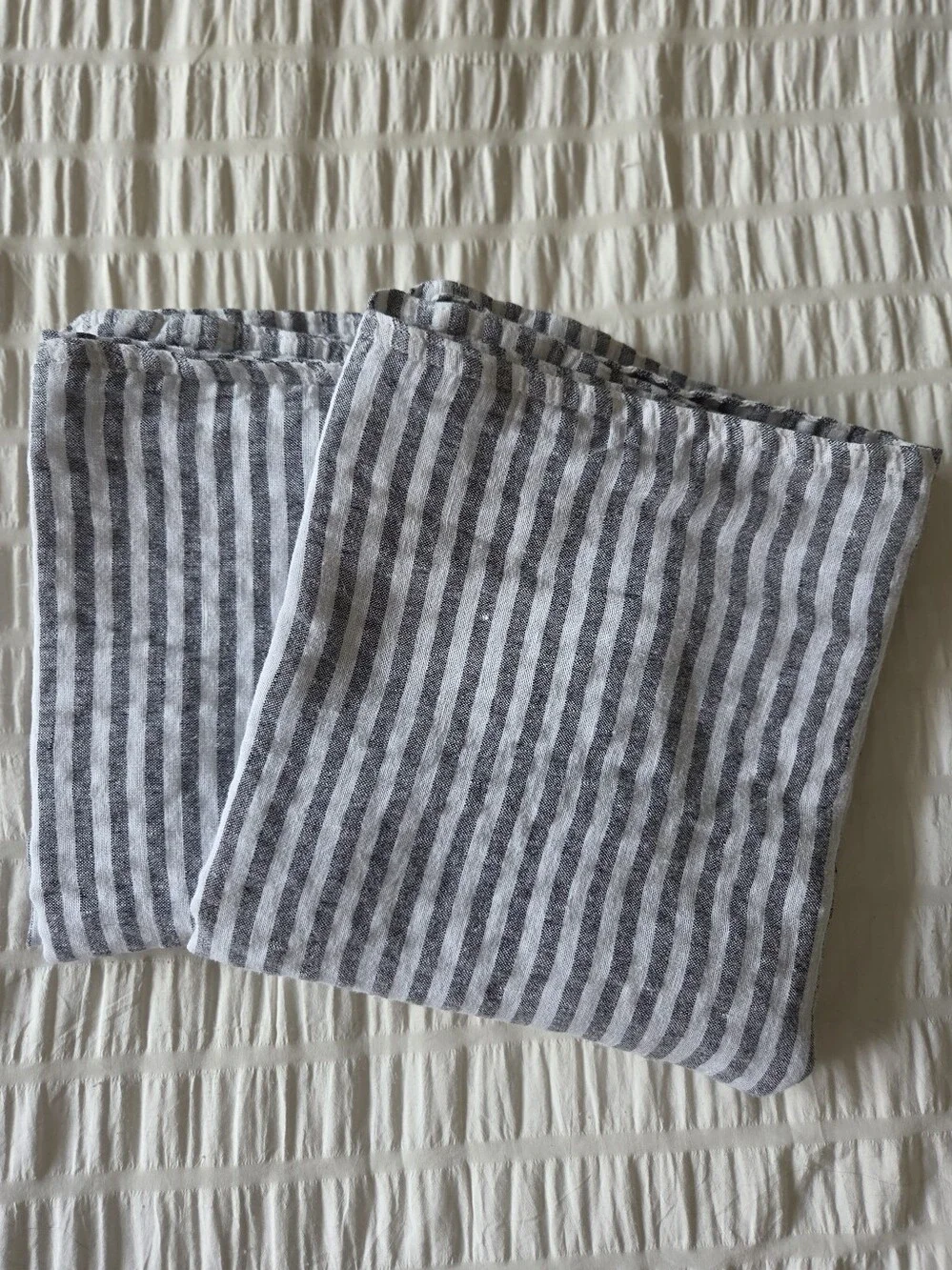 ​brooklinen set of 2 linen king pillowcases stripe grey white